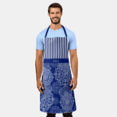Tablier Monogramme Boho Moody Blues Mandalas and Stripes  (Porté)
