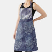 Tablier Monogramme Boho Moody Denim Blue Mandalas & Stripe (Insitu)