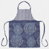 Tablier Monogramme Boho Moody Denim Blue Mandalas & Stripe (Recto)