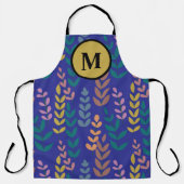 Tablier Monogramme botanique jaune gris bleu orange rose (Recto)