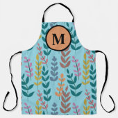Tablier Monogramme botanique jaune gris bleu orange rose (Recto)