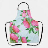 Tablier Monogramme botanique Jolie Pink Garden Peonies (Recto)