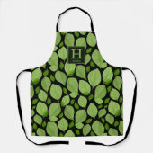 Tablier Monogramme botanique Motif de feuilles de harbe ve (Recto)