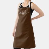 Tablier Monogramme Brown moderne en blanc Nom Femme (Insitu)