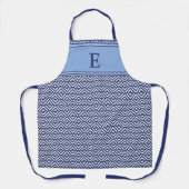 Tablier Monogramme Chevron Géométrique Bleu Marine (Recto)