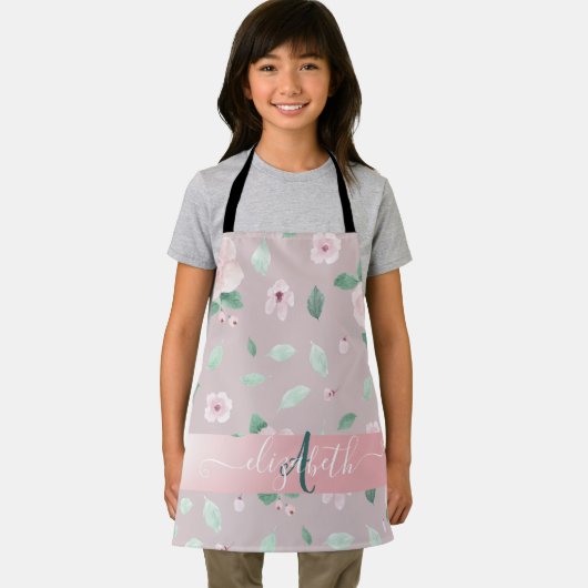 Tablier Monogramme Chic Fleurs Aquarelles (Insitu)