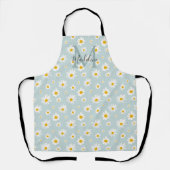 Tablier Monogramme Chic Minimal Daisy Écriture Sarcelle (Recto)