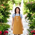 Tablier Monogramme chic minimaliste jaune<br><div class="desc">Chic monogramme vintage.</div>