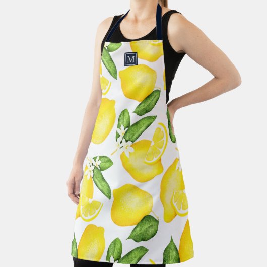 Tablier Monogramme citron vert jaune botanique (Insitu)