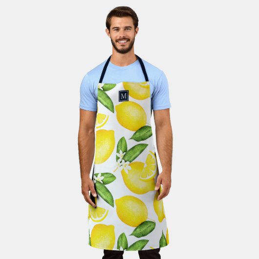Tablier Monogramme citron vert jaune botanique (Porté)