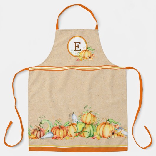Tablier Monogramme Citrouille d'automne (Recto)