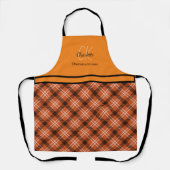 Tablier monogramme classique orange plaid automne (Recto)