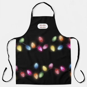 Tablier Monogramme coloré des lumières de Noël