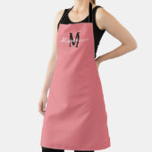Tablier Monogramme Coral rose Script personnalisé (Insitu)