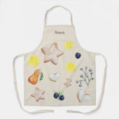 Tablier Monogramme d'aquarelle de pain de citron de Noël (Recto)