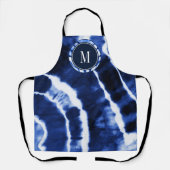 Tablier Monogramme d'aquarelle Indigo Blue Shibori Tie Dye (Recto)