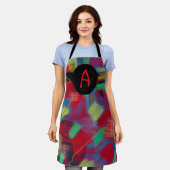 Tablier Monogramme d'Art numérique Abstrait clair et gai (Porté)
