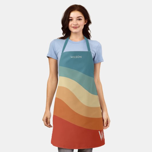 Tablier Monogramme de bande rétro ondulée (Porté)