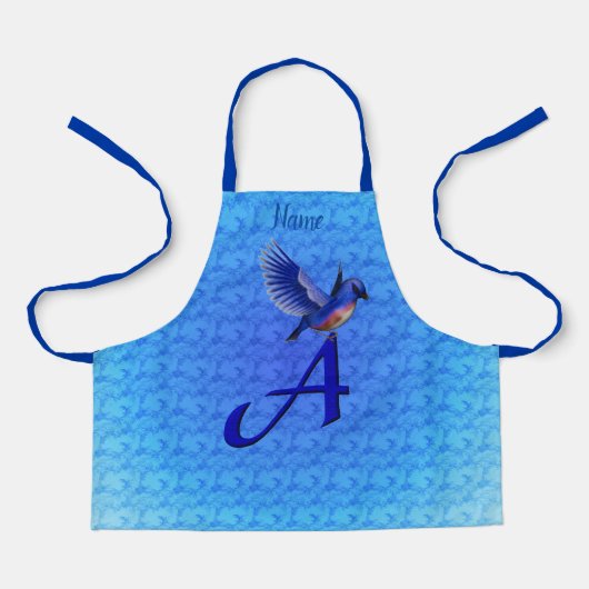 Tablier Monogramme de Bluebird Initial A Votre Nom Apron (Recto)