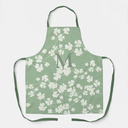 Tablier Monogramme de bouquet vert Shamrock (Recto)
