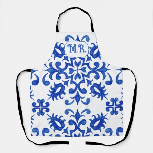 Tablier Monogramme de carreau bleu portugais (Recto)