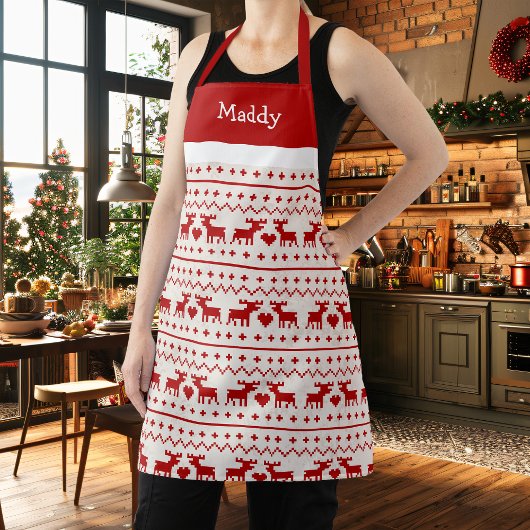 Tablier Monogramme de cerf de Noël moche