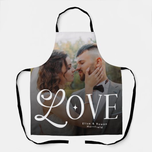Tablier Monogramme de couple de photo de mariage personnal (Recto)