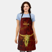 Tablier Monogramme de crâne taureau Pays occidental Brown  (Porté)