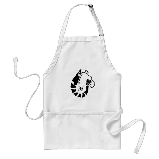 Tablier Monogramme de crevettes en forme de crayon noir (Devant)