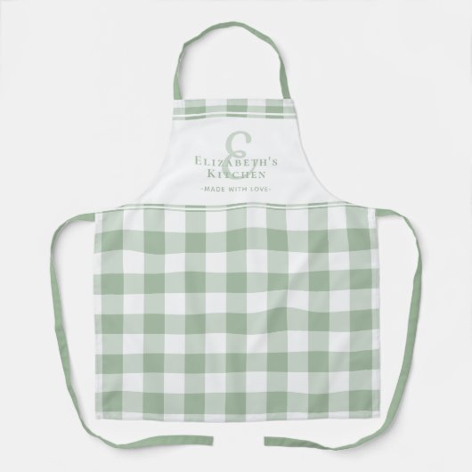 Tablier Monogramme de cuisine personnalisée Nom En vichy C (Recto)