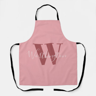 Tablier Monogramme de fille et nom rose roux
