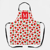 Tablier Monogramme de fraises rouges et blanches d'été mig (Recto)