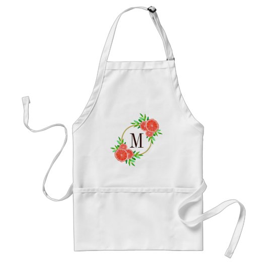 Tablier Monogramme de fruits d'agrumes d'agrumes rose aqua (Devant)