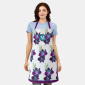 Tablier Monogramme de la fleur d'orchidée bleu Bom Dendrob (Porté)
