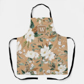 Tablier Monogramme de la végétation botanique florale blan (Recto)