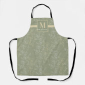 Tablier Monogramme de marguerites rustiques sur Sage Green (Recto)