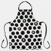 Tablier Monogramme de Motif de points Polka Noir et Blanc  (Recto)