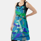 Tablier Monogramme de Motif géométrique bleu et vert (Insitu)