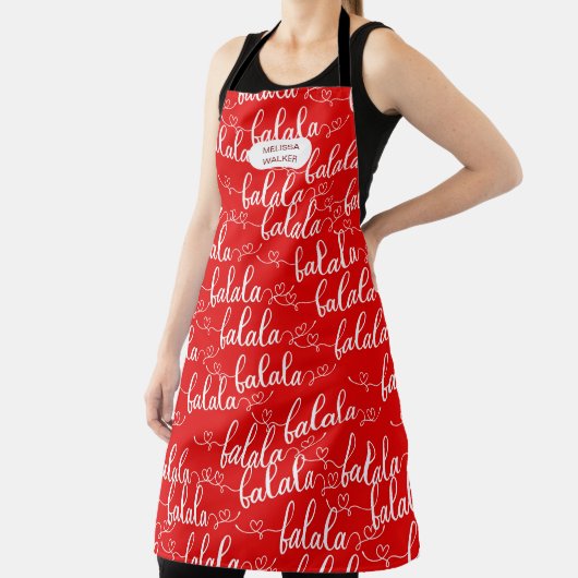 tablier monogramme de Noël rouge classique (Insitu)