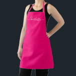 Tablier Monogramme de nom de script moderne personnalisé r<br><div class="desc">Tablier de cuisine en texte rose chaud personnalisé monogramme de nom de script moderne couleur unie uni rose chaud fuchsia et blanc féminin élégant chic. Personnalisez-le avec un nom, une citation, une phrase ou un texte. Idéal pour les cuisiniers, les chefs, la poterie, la céramique, les travaux manuels, le travail,...</div>
