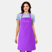 Tablier Monogramme de nom de script personnalisé violet or (Porté)
