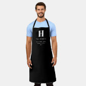 Tablier Monogramme de nom et message moderne éditable | No (Porté)