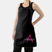 Tablier Monogramme de nom féminin écriture noire rose chau (Insitu)