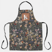 Tablier Monogramme de nom floral Boho moderne (Recto)