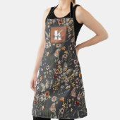 Tablier Monogramme de nom floral Boho moderne (Insitu)