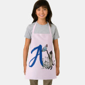 Tablier Monogramme de papillon de chat de Siamèse initial  (Insitu)