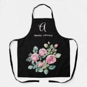 Tablier Monogramme de roses roses blanches (Recto)