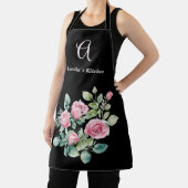 Tablier Monogramme de roses roses blanches (Insitu)