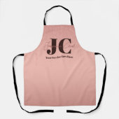 Tablier Monogramme de salon rose élégant moderne (Recto)