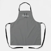Tablier Monogramme de script blanc gris moderne Nom de la (Recto)